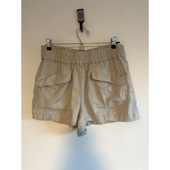Maeve by Anthropologie Linen A-Line Shorts Kahki Color SIZE LARGE Elastic Waist - Picture 4 of 6